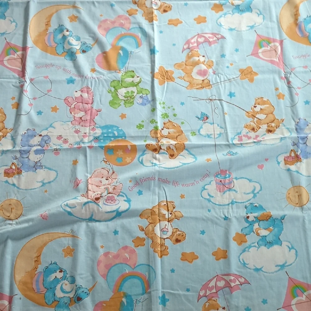 Vintage 100% cotton Care Bear branded twin bed sheet.